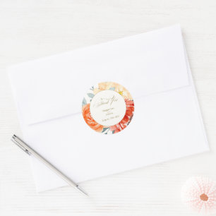 Sticker Rond Élégant or Blush Mariage Floral Merci