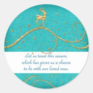 Sticker Rond Elégant or Noël rennes voeux voeux