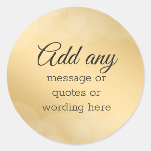 Sticker Rond Élégant Or sur fond Bokeh personnalisé
