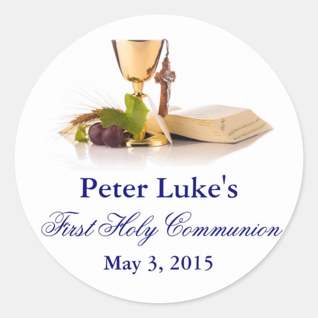 Sticker Rond Élégant Parti de la Première Communion Favoriser l (Devant)