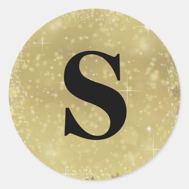 Sticker Rond Elégant Parties scintillant Monogramme or Envelopp (Devant)