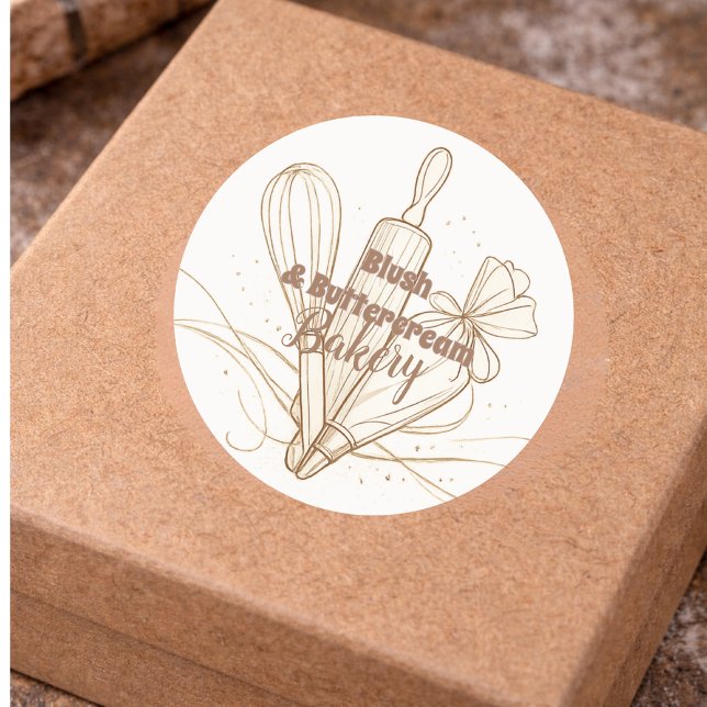 Sticker Rond Elegant Pastel Bakery Branding (Créateur téléchargé)