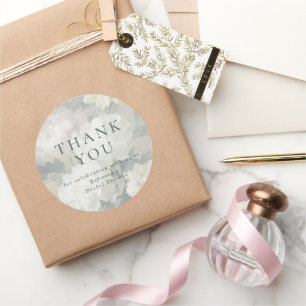 Sticker Rond Elégant Pastel Vintage Mariage Merci Floral