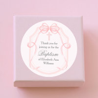Élégant Pink Ribbon Bow Baptiser Party