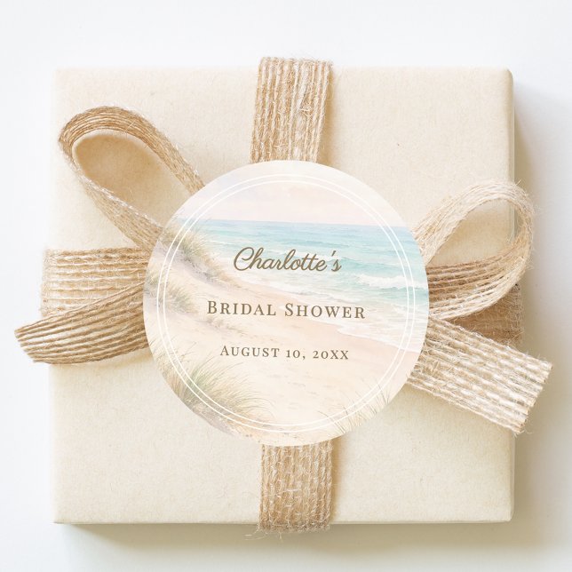 Sticker Rond Élégant plage de mariage côtier (Créateur téléchargé)