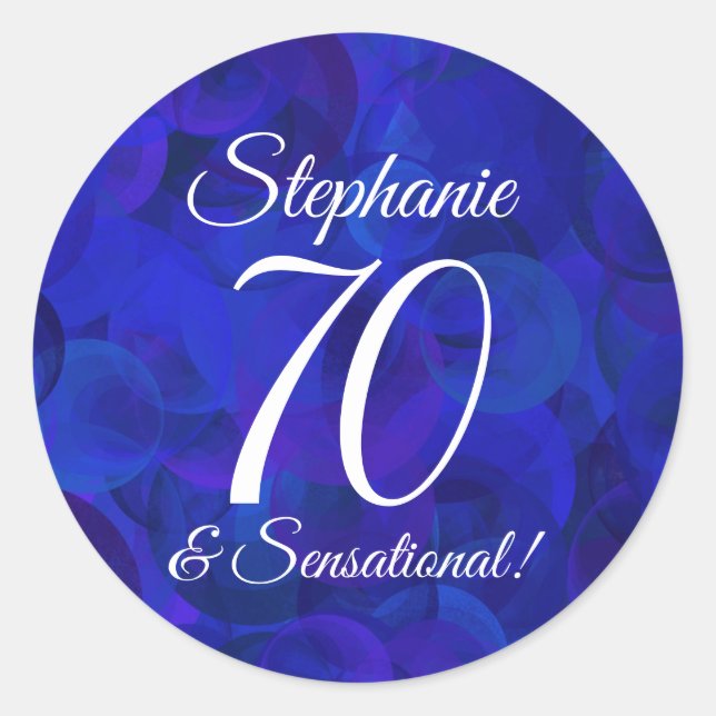 Sticker Rond Élégant Purple 70 et Sensationnel Anniversaire Fav (Devant)