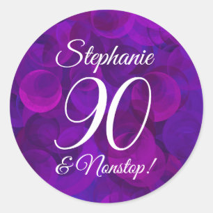 Sticker Rond Elégant Purple 90 et sans arrêt Anniversaire Favor