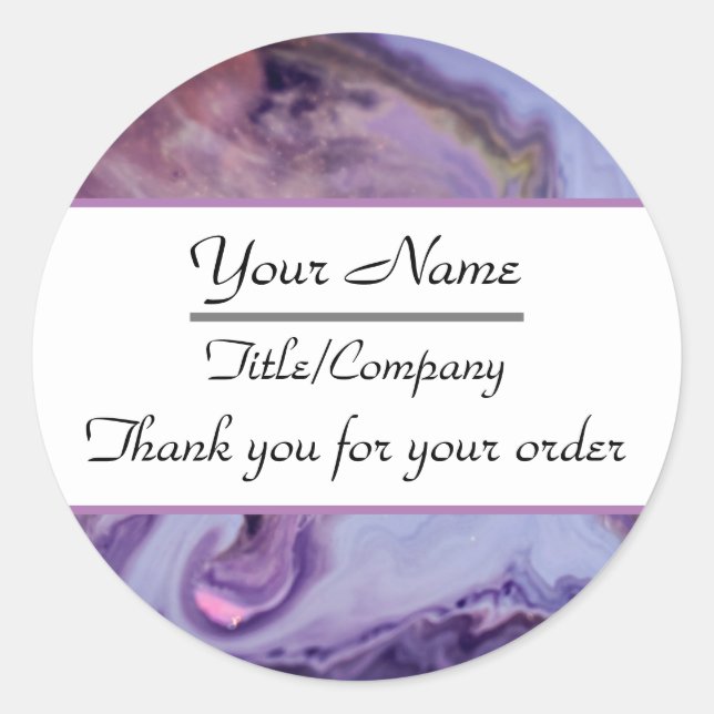 Sticker Rond Elegant Purple Marble Hair Stylist Thank You (Devant)