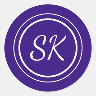 Sticker Rond Élégant Purple Professionnel Monogramme Entreprise