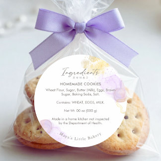 Sticker Rond Elegant Purple Watercolor Bakery Ingredient