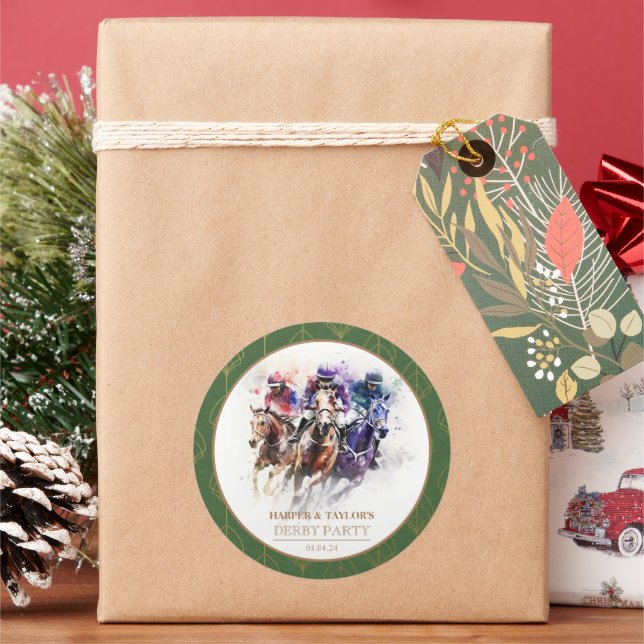 Sticker Rond Élégant Race Horse Derby Party équestre (vacances)