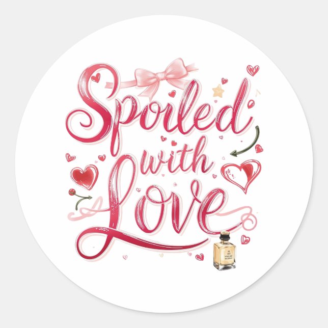 Sticker Rond Elegant Red Script with Champagne (Devant)