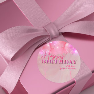Sticker Rond Élégant rêve Ballons rose étincelant Anniversaire