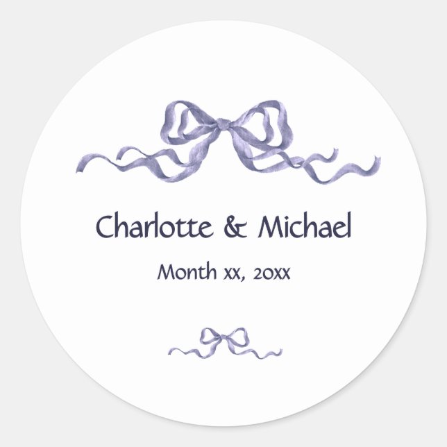 Sticker Rond Elegant Ribbon Romantic Wedding (Devant)