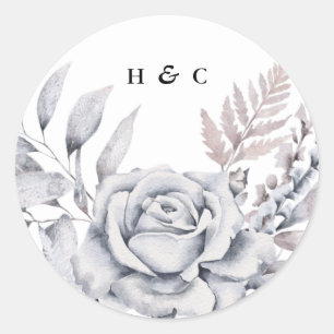 Sticker Rond Elégant romantique Aquarelle Mariage floral