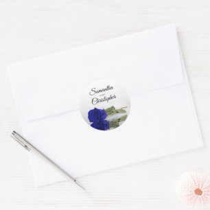 Sticker Rond Élégant Rose bleu royal miroir Mariage