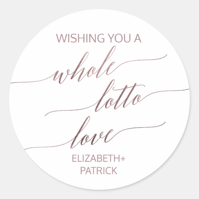 Sticker Rond Élégant Rose Gold Calligraphie Lotterie Billet Fav (Devant)