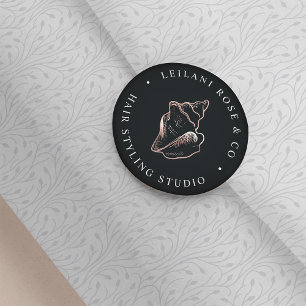 Sticker Rond Elégant Rose Gold Conch Shell personnalisé