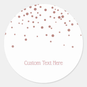 Sticker Rond Elégant Rose Gold Confetti Dots Texte Personnalisé