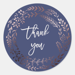 Sticker Rond Elégant Rose Gold et le mariage de Merci de la Mar
