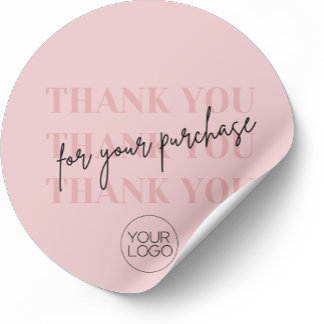 Sticker Rond Elegant Rose Merci pour Votre Achat Entreprise 