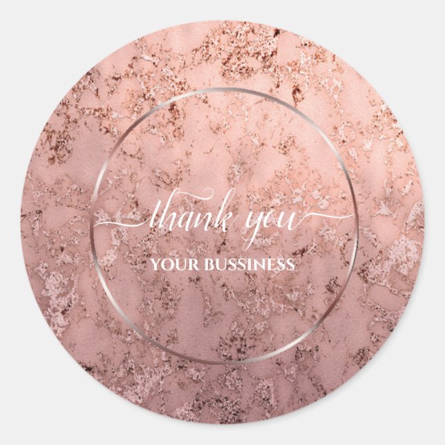 Sticker Rond Elégant rose moderne or & marbre rose (Devant)