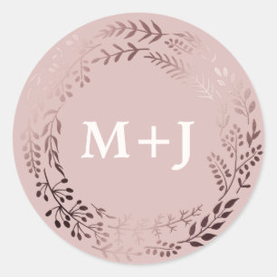 Sticker Rond Elégant Rose Or et rose Mariage Enveloppe sceaux