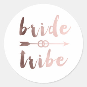 Sticker Rond élégant rose or mariée tribu flèche mariage anneau