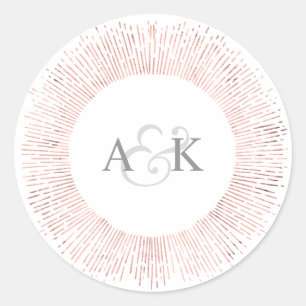 Sticker Rond Élégant rose or monogramme mariage faveur autocoll
