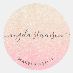Sticker Rond Élégant rose or & or parties scintillant maquillag