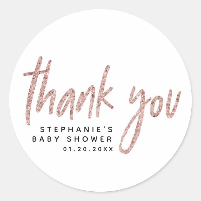 Sticker Rond Elégant Rose Parties scintillant or fille Baby sho (Devant)