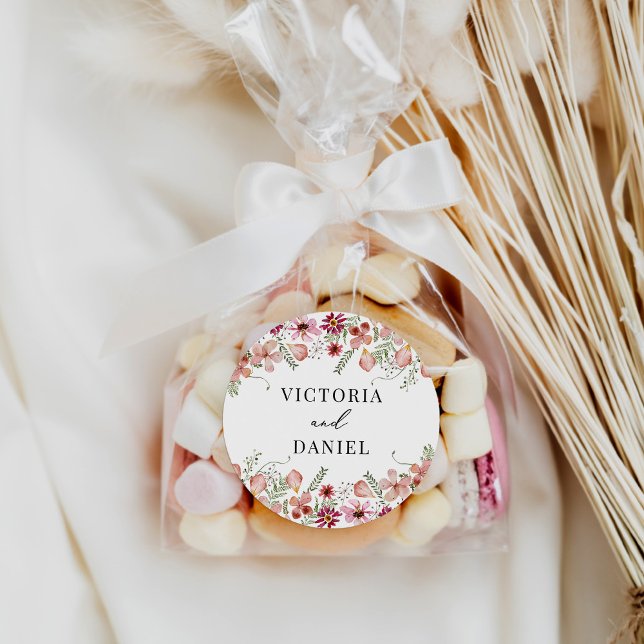 Sticker Rond Elégant rose Peach Floral Wedding Faveurs (Créateur téléchargé)