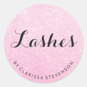 Sticker Rond Élégant rose rose moderne parties scintillant lash