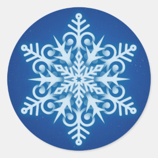 Sticker Rond Élégant Royal Blue Snowflake Noël