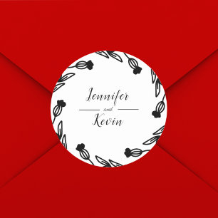 Sticker Rond Élégant Rustique Fleur sauvage folk Mariage décora