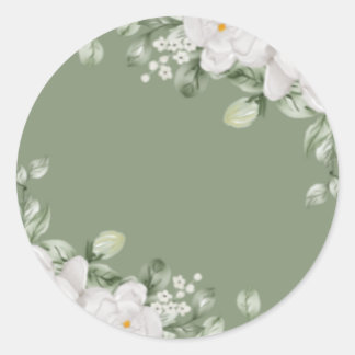 Sticker Rond Elegant Sage Green Botanical Wedding Seal