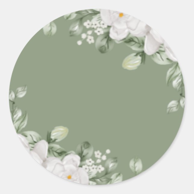 Sticker Rond Elegant Sage Green Botanical Wedding Seal (Devant)