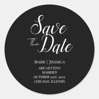 Sticker Rond Elegant Save The Date Thank you Card