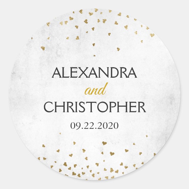 Sticker Rond Elégant Sceau d'enveloppe à huile d'or blanc (Devant)