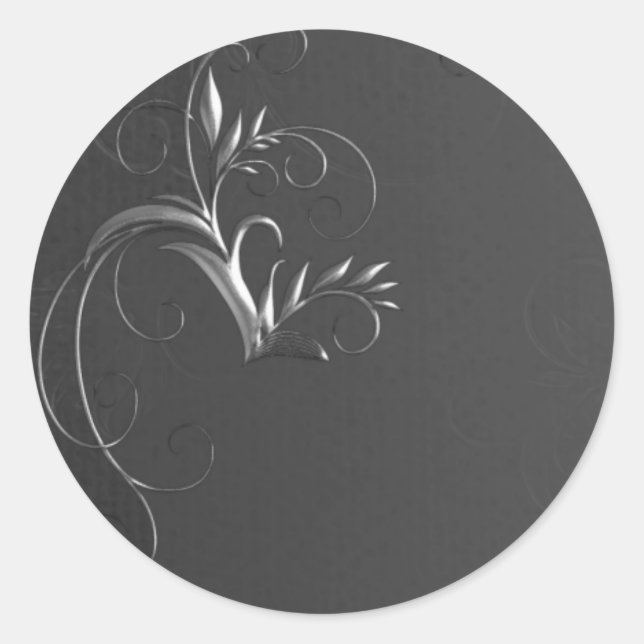Sticker Rond Elégant sceau d'enveloppe Mariage gris et argent (Devant)