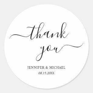 Sticker Rond Élégant Script Manuscrit Merci Moderne Simple