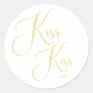 Sticker Rond Élégant script minimal d'or police Kiss Kiss Sayed