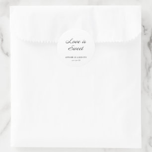 Sticker Rond Élégant script minimaliste Mariage blanc formel