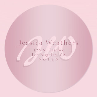 Sticker Rond Elegant Script Monogram Mauve Ombre Return Address