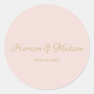 Sticker Rond Elégant script or blush rose Noir faveur