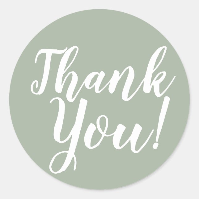 Sticker Rond Élégant Script Remerciement Vert Sauge Favor (Devant)