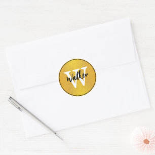 Sticker Rond Élégant Script - Stylish Gold Monogramme Nom