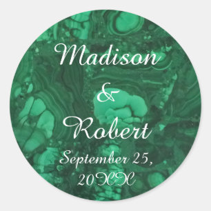 Sticker Rond Elégant Seal de Mariage Gris vert brillant