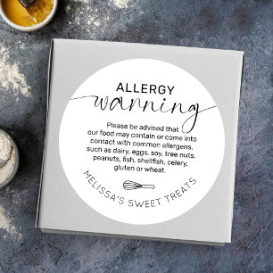 Sticker Rond Élégant Sécurité alimentaire minimale Allergie Ave
