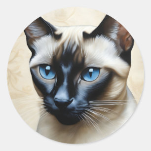 Sticker Rond Elegant Siamese Cat